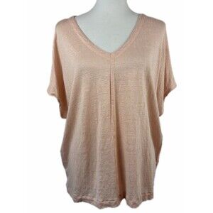 J Jill Love Linen V Neck Dolman T-shirt Size XL Slouchy Beach Coastal Breathable